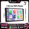 podofo Autoradio Podofo 1Din con Schermo Touch da 9 Pollici, Supporto Carplay, Android Auto, Bluetooth, FM, Mirror Link, USB, Dispositivo Audio Multimediale per Auto