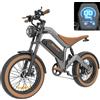 Twofish Bici Elettrica per Adulti con Motore da 1000W, Batteria 48V 18.2Ah, Pneumatici Fat 20x4.0, 7 Velocità, Forcella Ammortizzata Bloccabile