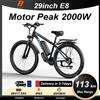Ebycco E‑BYCCO E8 Bicicletta Elettrica 29" Conforme alle Normative UE, Velocità Massima 25KM/H, Motore ad Alta Velocità da 2000W, Batteria 48V 17.5Ah per Ciclismo all'Aperto