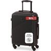 BERTOO Valigia rigida Milano L 52L, bagaglio in ABS nero con 4 ruote girevoli rimovibili e lucchetto a combinazione