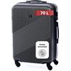 BERTOO Milano Valigia grande XL grigio scuro 70 L - Trolley rigido 65x45x26 cm in ABS con 4 ruote girevoli e serratura a combinazione