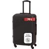 BERTOO Valigia rigida Milano XL 70L, bagaglio in ABS nero con 4 ruote girevoli rimovibili e lucchetto a combinazione