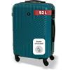 BERTOO Milano Valigia media verde metallizzato 52 L - Trolley rigido 60x40x24 cm in ABS con 4 ruote girevoli e serratura a combinazione