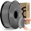 Inslogic Filamento TPU da 1,75 mm, filamento per stampante 3D, flessibile, in TPU, 95 A, morbido filamento da 1,75 mm +/- 0,02 mm, durevole e resistente all'abrasione, bobina da 1 kg, colore grigio