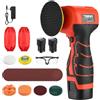 TEENO Mini Lucidatrice Orbitale Senza Fili 16,8V 76mm, 2 Batterie 2000mAh | Kit 350W 3500giri/min con Carta Vetrata, Spugne, Lana, Manicotto, Guanti - Lucidatura Auto Legno