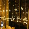 A.bigwhale Tenda Luminosa, Tenda Luminosa Natale Stelle 3 M 138 LED, Luci Esterno Interno, Tenda di Luci con 12 Stelle 8 modalità per la decorazione di nozze di Natale partito finestra