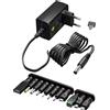 Lustrens Alimentatore universale da 5 V a 15 V, con una potenza massima di 36 W e dotato di 11 adattatori per TV, PC e router