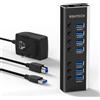 Lustrens Hub USB 3.0 da 24W con 7 porte, alimentazione e indicatore LED