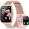 CASCHO Smartwatch Donna,1.85''Orologio Smartwatch Donna con Chiamate/Notifiche WhatsApp,120 Modalità Sportive/Sonno/Cardiofrequenzimetro/SpO2/Contapassi,Smart Watch per Android iOS(Doppio Cinturino)