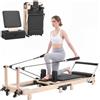 VEVOR Pilates Reformer da Fitness Portata 181kg Legno di Caucciù Pieghevole Macchina per Allenamento Lunghezza 2,4m, con Pedana Salto, Panca Seduta, Poggiatesta Regolabile, per Principianti, Avanzati