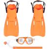 LALAFINA Arancia per Maschera, Boccaglio e Pinne Set Snorkeling | Plastica Resistente, Visione Ampia Sott'acqua, per Principianti e Piedi Giovani 35-39 in Piscina