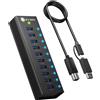 ICY BOX IB-AC6110a Hub Docking 10 Porte USB 3.2 Caricatore USB Nero Alluminio