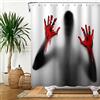 SDOTPMT 122x183cm Halloween Sanguinoso Mani Tenda da doccia Allarmante Silhouette Ombra Rosso Sangue Stampato a mano Tenda da bagno Orrore Tenda da vasca per bambini Bagno Poliestere con ganci