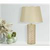 Dmora Lampada da tavolo Bono, Luce da scrivania, Luminaria da ufficio, Lampada da lavoro, Bianco e Oro, 30x30 h48 cm