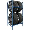 Relaxdays scaffale per 4 pneumatici, HLP: 106 x 53 x 43 cm, 200 kg, blu | acciaio, 2 ripiani
