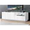 Dmora - Mobile porta TV Nino, Credenza bassa da soggiorno a 2 ante, Base porta televisione, 100% Made in Italy, cm 150x43h46, Bianco lucido