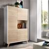 Dmora - Credenza Boario, Buffet alto da soggiorno, Madia moderna da salotto a 3 ante, 81x43h135 cm, Rovere e Bianco