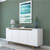 Dmora Credenza Nusakan, Buffet da Soggiorno, Madia da Salotto, Dispensa da Cucina, 180x45h79 cm, Bianco e Noce