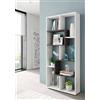 Dmora - Libreria Fremont, Mobile portalibri multiposizione con 8 scomparti, Scaffale da ufficio, Scaffale divisorio per camera, 80x25h180 cm, Bianco e Ossido