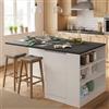 Dmora - Isola da cucina Osvaldo, Armadio multiuso, Mobile per cucinotto, Tavolo ausiliario, 100% Made in Italy, 160x90h90 cm, Bianco lucido e Ardesia