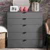 Dmora Cassettiera Chikeha 90x40x95h cm Nero Antracite 5 Cassetti Apertura Scorrevole, Chiusura Scorrevole