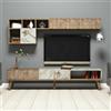 Dmora Parete attrezzata Gemini, Composizione Soggiorno, Mobile Salotto Multiuso, Armadio Porta TV, 180x35h40 cm, Noce e Bianco Marmo