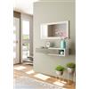 Dmora - Mobile da ingresso Mcallen, Entratina reversibile con specchio, Mobile per atrio con cassetto, Svuotatasche per appartamenti, 95x26h69 cm, Bianco e Rovere