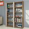 Dmora - Libreria Alula, Scaffale da ufficio, Mobile portalibri, Biblioteca, 125x24h170 cm, Noce e Bianco