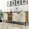 Dmora - Consolle Deneb, Credenza da soggiorno, Armadio basso per TV, Base parete attrezzata, 180x35 h78 cm, Noce e Bianco Marmo