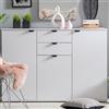 Dmora Cassettiera Chikeha 135x40x95h cm Bianco 2 Cassetti Apertura Battente, Scorrevole, Chiusura Battente, Scorrevole