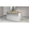Dmora - Isola da cucina Patrizio, Armadio multiuso, Mobile per cucinotto, Tavolo ausiliario, 100% Made in Italy, 155x90h90 cm, Bianco lucido e Rovere