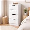 Dmora Cassettiera Wuppertal 40.00x40.00x92.00h cm Bianco 4 Cassetti Apertura Scorrevole, Chiusura Scorrevole