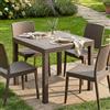 Dmora - Tavolo da esterno Marte, Ripiano quadrato fisso, Tavolo da giardino multiuso effetto rattan, 100% Made in Italy, 80x80h74 cm, Marrone