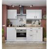 Dmora - Cucina completa Carona, Composizione cucina moderna, Set cucina componibile, Soluzione cucina funzionale, Bianco e Rovere