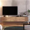 Dmora Mobile Porta TV Miyana 192x42x32h cm Marrone Rovere Nodi Un Ripiano 3 Ante, Anta Effetto Rigato