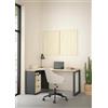 Dmora - Scrivania Noemie, Scrittoio multiuso, Tavolo per ufficio porta PC, Piano di lavoro, 150x100 h76 cm, Rovere e Grigio