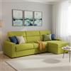 Dmora Divano Letto con Penisola Zosima 280x160 cm Verde Sfoderabile Contenitore, Idrorepellente Multiposizione Trasformabile in Letto Made in Italy