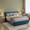 Dmora Letto Matrimoniale Samanta blu Sfoderabile Contenitore, Letto Matrimoniale Dimensione Materasso 160x200 cm Made in Italy