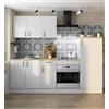 Dmora - Cucina completa Picenze, Composizione cucina moderna, Set cucina componibile, Soluzione cucina funzionale, Bianco e Rovere