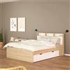Dmora - Letto piazza e mezza Blanchette, Sommier per camera da letto, Giroletto per stanza, Struttura porta materasso, 206x150 h97 cm, Rovere e Bianco