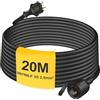 HUARUI Cavo di prolunga per esterni, 20 m, con tappo di protezione, H07RN-F 3G, 2,5 mm², cavo di alimentazione in gomma con spina Schuko per esterni IP44, cavo elettrico esterno, 3500 W, 16 A, 250 V