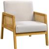 Yaheetech Poltrona da Salotto con Braccioli Poltrocina Struttura in Legno Poltrona Relax in Rattan Sedia con Cuscini Imbottiti Divano Singolo per Soggiorno Camere da Letto Sala Reception Lettura