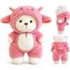 SGZIOO Orsacchiotto Peluche, 30CM Carino e Morbido Teddy Bear con costumi da Squalo, Pecora o Dinosauro, Costume rimovibile e articolazioni mobili delle gambe,per feste, Natale e compleanni (Rosa)