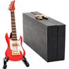Odoria 1/12 Miniatura Chitarra Elettrica Rossa con Supporto e Caso Strumento Musicale de Musique di Casa Delle Bambole