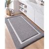 COLOR&GEOMETRY Tappeto Bagno Antiscivolo 60 x 110 cm,Grigio Chiaro Bianco | Assorbente Tappeti in Microfibra Soffice,Fondo Antiscivolo,Morbido,Lavabile in Lavatrice,Tappetino Bagno per Doccia e Vasca