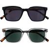 OPULIZE KOI Set di 2 Occhiali Da Lettura Con Lenti Da Sole - Lenti Colorate UV400 - Nero-Trasparente - Unisex - Cerniere a Molla - SS50-1C - +2.50