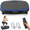 JOROTO JV50/JV60 Pedana Vibrante 4D per Casa, con 3 Motori, 10 Programmi & 120 Livelli, Altoparlante Bluetooth, Luci LED per Allenamento Completo del Corpo, Portata Massima di 158KG