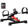 HOMCOM Mini Cyclette per Riabilitazione Altezza Regolabile, Nera e Rossa | Pedaliera Riabilitazione, Resistenza Regolabile, Display LCD, Acciaio e ABS