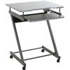 HAKU Scrivania per computer su rotelle con ripiano estraibile per tastiera, struttura in acciaio antracite e ripiani in MDF antracite, 60 × 75 × 49 cm, stile moderno
