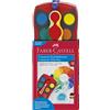FABER-CASTELL - Set di acquerelli Connector, 12 colori, rosso | Inclusi bianco coprente, portapennelli e spazio per il nome; i colori sono incastrabili tra loro